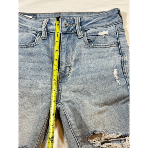 American Eagle Jeans Hi-Rise Jegging Crop Next Level Stretch Distressed Size 00 - Picture 5 of 8